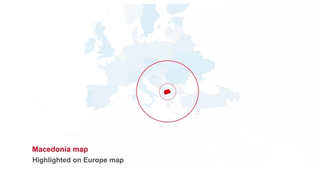 Europe_Macedonia_highlighted_on_continent_map Video Footage Animated Motion for professional design projects presentations digital media and commercia