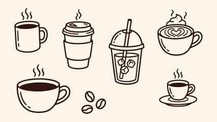 Obraz premium Hand drawn coffee drink illustration featuring a stylized beverage cup with artistic sketch elements and creative design