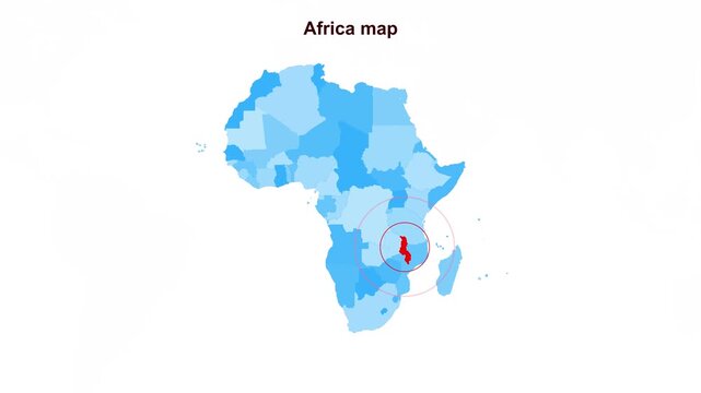 Africa_Malawi_map_with_marker_blue Video Footage Animated Motion for professional design projects presentations digital media and commercial visual co