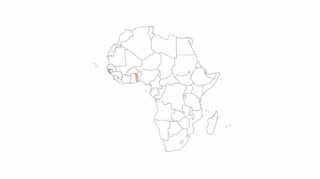 Africa_Togo_outline_map_with_location_marker Video Footage Animated Motion for professional design projects presentations digital media and commercial