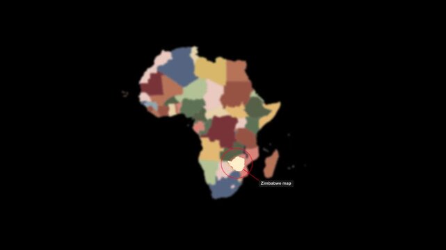 Africa_Zimbabwe_multicolor_map_highlight Video Footage Animated Motion for professional design projects presentations digital media and commercial vis