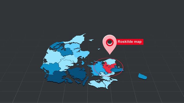 Denmark_Roskilde_map_blue_dark_background Video Footage Animated Motion for professional design projects presentations digital media and commercial vi