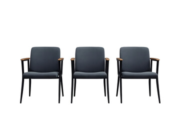 Fototapeta premium Row of three black reception waiting chairs