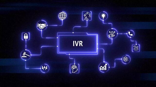 animation Interactive voice response ivr call center automation system graphic loop with&nbsp; icon on&nbsp; interface background .4k video