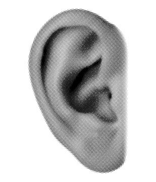 Human ear side view organ on transparent background