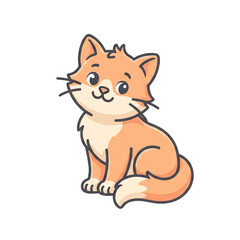 Cute orange cat vector illustration isolated on white background, cartoon kitten icon design © febri