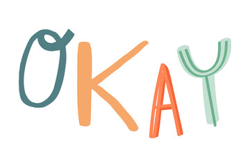 Png okay doodle word colorful typography © Rawpixel.com