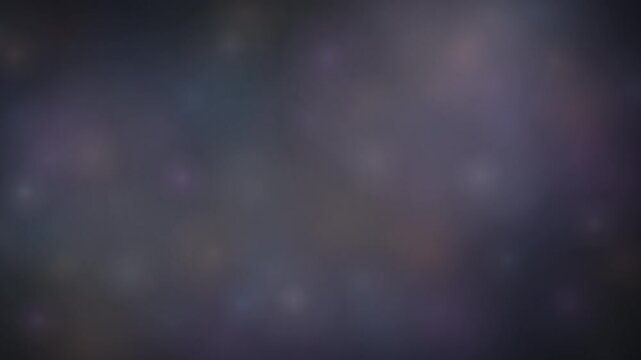 Dark abstract cinematic motion background with blurry soft colorful bokeh lights and faint galaxy atmosphere