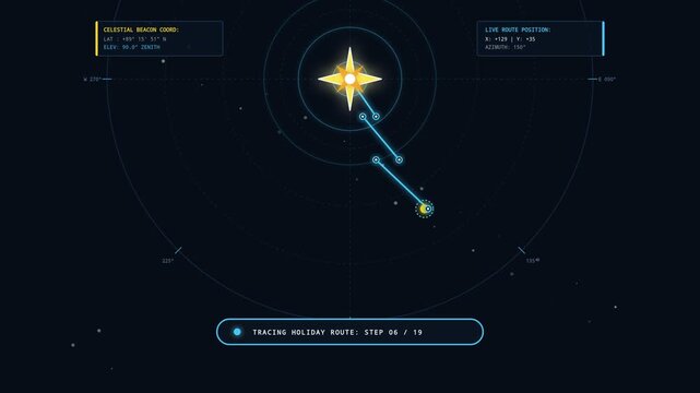 Christmas Guiding Star Navigating to Form a Tree Silhouette with Gowing Lines