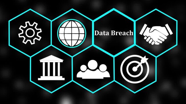 Data Breach Cybersecurity Threat Data Leak Hexagon Network Security Icons