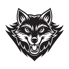 Obraz premium Black and white fierce wolf head graphic design illustration isolated
