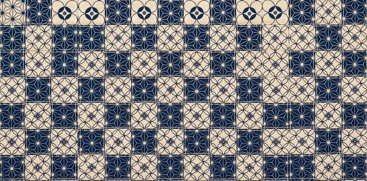 Japanese Indigo Geometric Patchwork Textile Background