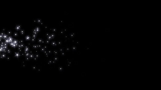 Shining white glitter sparkle star burst animation, twinkle-sparkle stars animation, forming festive star burst effects, cartoon doodle sparkles, glitter stars particles a black screen in. 4k overlay