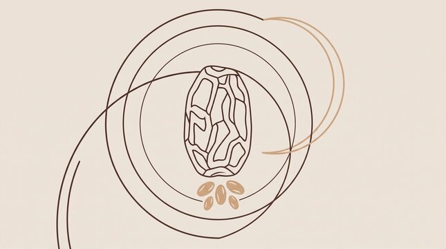 Abstract turtle illustration with lines and coffee beans  