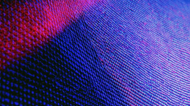 Led screen texture with glowing blue and red pixels, an abstract digital display surface for tech backgrounds and futuristic design
