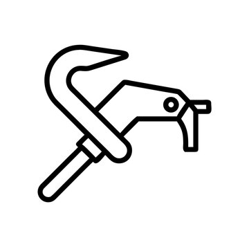 C clamp construction tool icon with simple black linear lines.
