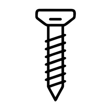 Metal screw fastener icon with bold black simple line contour.