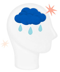 Clouded head png, mental health remix, transparent background © Rawpixel.com