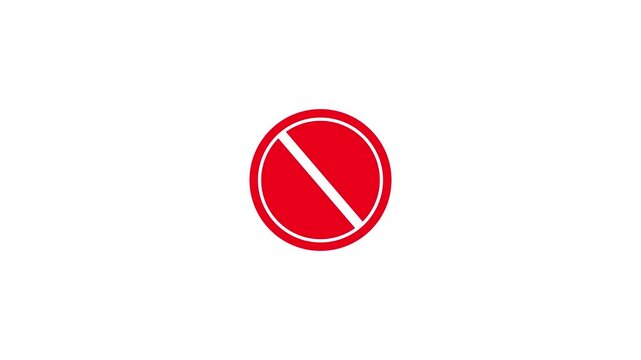 Red prohibition restriction mark circle slash vector icon on white background 4k