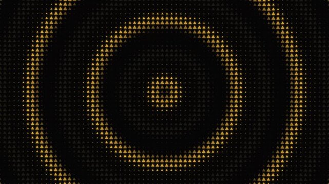 Pulsing gold triangle halftone circle wave background loop