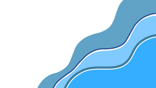 Abstract blue waves with white outlines on a clean white background, creating a modern and refreshing composition for professional design and creative marketing projects.