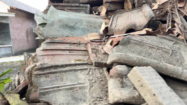 Stack of Concrete Bricks and Construction Materials at Building Site
