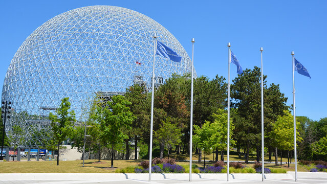MONTREAL QUEBEC CANADA: The Biosphere in Montreal is a unique environmental museum located in Parc Jean-Drapeau. Housed in the iconic geodesic dome designed by Buckminster Fuller