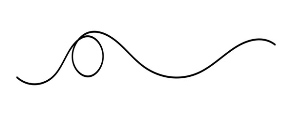 Fototapeta premium Abstract black wave line with a loop shape created in a simple minimalist continuous drawing style