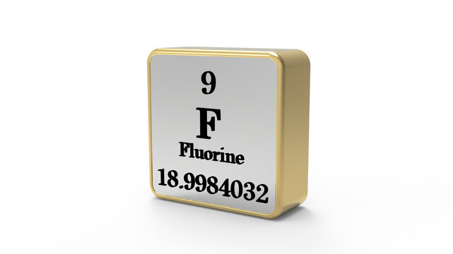 Fluorine Periodic Table Element Block on Transparent Background PNG