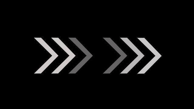 Two sets of grey chevron arrows pointing to the right, minimalist geometric on a black background, simple for navigation, direction, and user interface in web