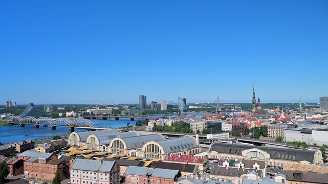 Panoramic view of Riga with Central Market