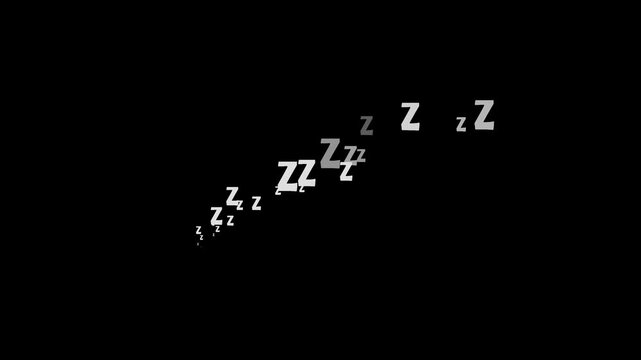Animated White Zzz Sleeping Symbols Floating Diagonally on Black Screen