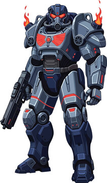 Futuristic armored soldier with weapon and glowing elements vector
