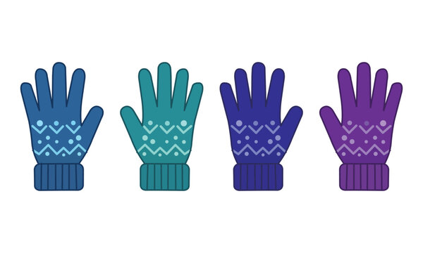 Four colorful winter gloves