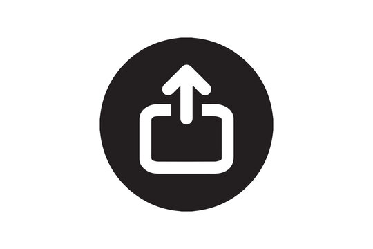 Share icon vector illustration, export upload symbol on black background