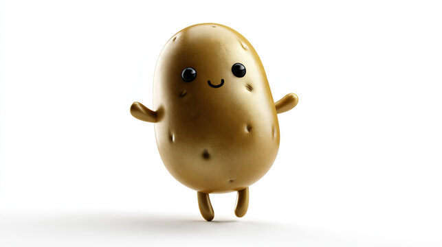 Brown potato character with a cheerful smile