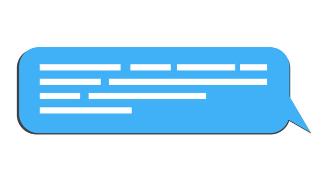 Blue chat bubble speech box with text lines isolated on white background message box dialogue bubble chat icon speech balloon social media communication conversation isolated messaging