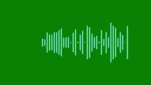 Dynamic white audio visualizer music sound wave animation, sound wave animated audio waveform spectrum animation, abstract music sound overlay on green screen background, 4k video footage.