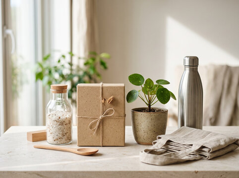 Sustainable Packaging and Eco Friendly Products Still Life