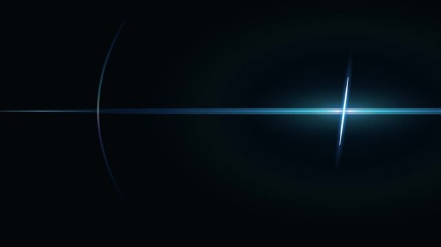 A deep blue optical flare behaves like a luminous slit opening inside a dark atmospheric field, forming a cinematic asymmetrical cross reflection.