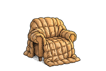Obraz premium Quilted Armchair With Cozy Drape Cover.