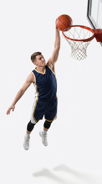 Basketball player dunking