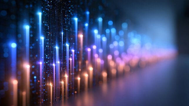 Glowing Fiber Optic and Big Data Network Background