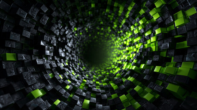 Futuristic Digital Tunnel Abstract 3D Geometric Cube Background