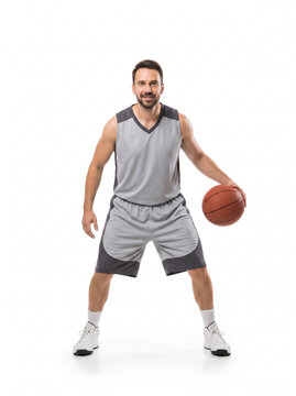 Basketball player holding ball