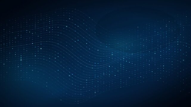Deep Blue Digital Dot Fabric Wave Flowing Futuristic Technology Abstract Background