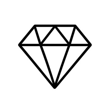 Minimalist diamond icon outline vector illustration graphic design element for luxury branding projects