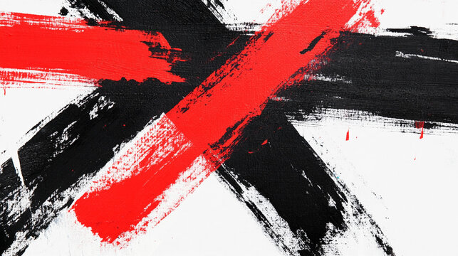 Bold Red and Black Abstract Brush Strokes