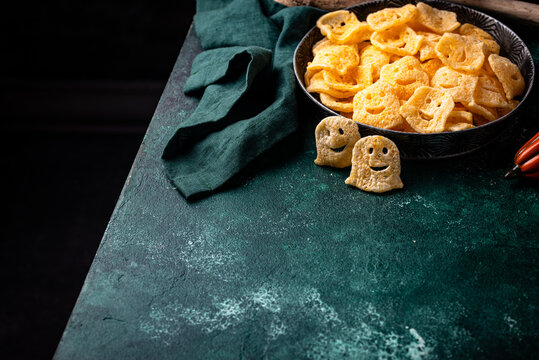 Spooky Halloween crispy chips in shape of ghost