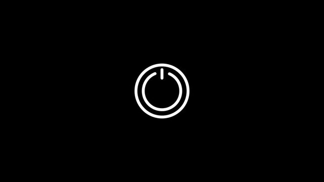 Animated power button icon for system turn on off, standby switch, device restart, energy control, start reboot command, electric power toggle, web interface navigation status loop animation
